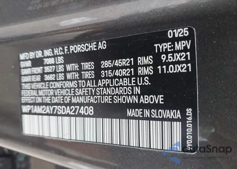 2025 Porsche Cayenne Turbo E-Hybrid z USA, uszkodzony, nr VIN WP1AM2AY7SDA27408